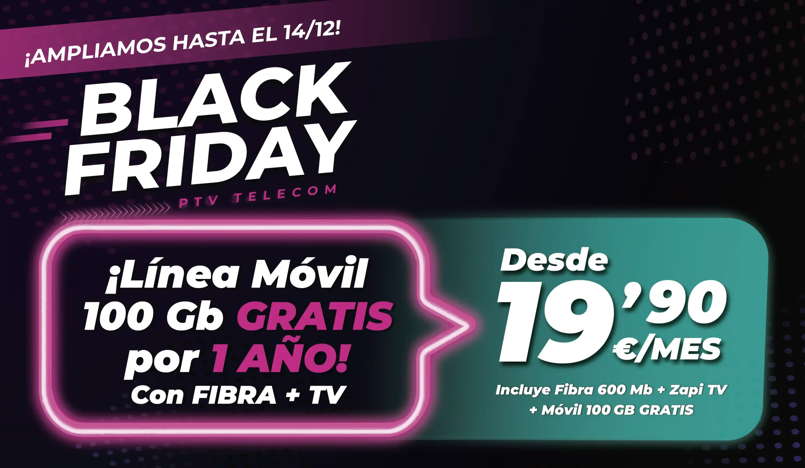 Oferta Black Friday PTV Telecom Móvil