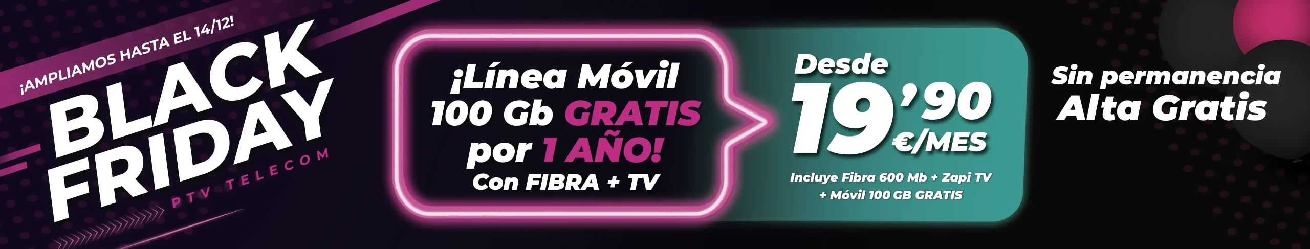 Oferta Black Friday PTV Telecom