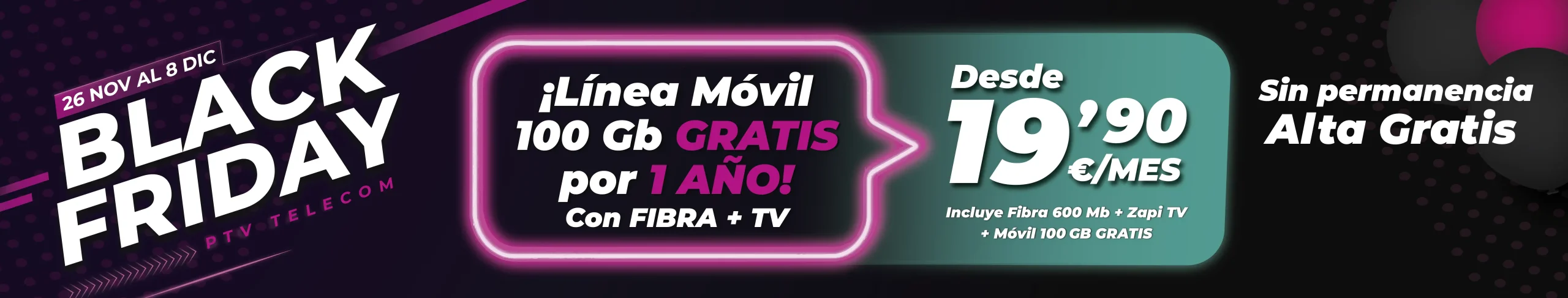 Oferta Black Friday PTV Telecom
